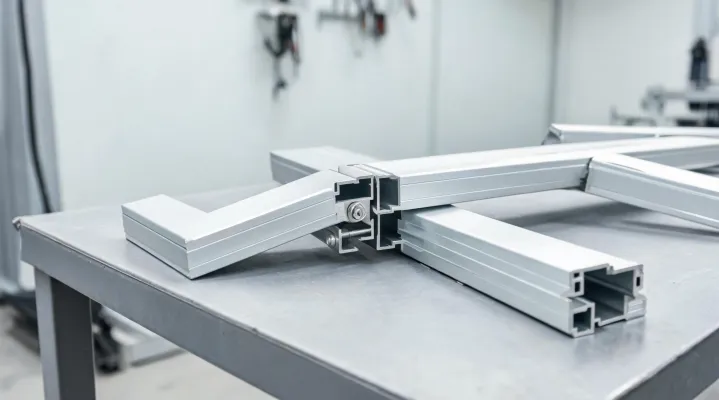 Metal awning frame profile and connection detail