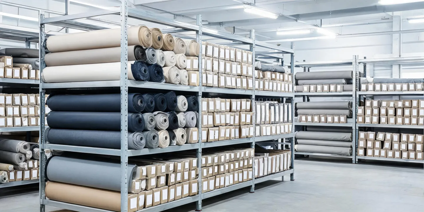 Packed awning fabric rolls awaiting quotation scope review
